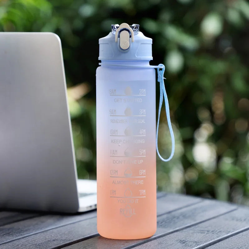 900ML Sports Water Bottle with Time Marker Leak-proof