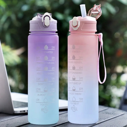 900ML Sports Water Bottle with Time Marker Leak-proof