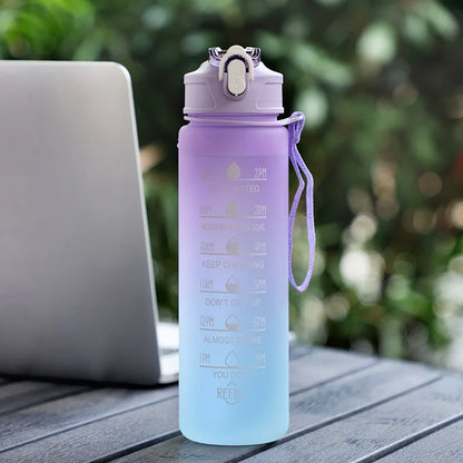 900ML Sports Water Bottle with Time Marker Leak-proof