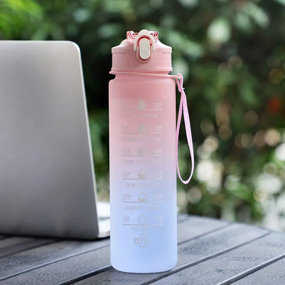 900ML Sports Water Bottle with Time Marker Leak-proof