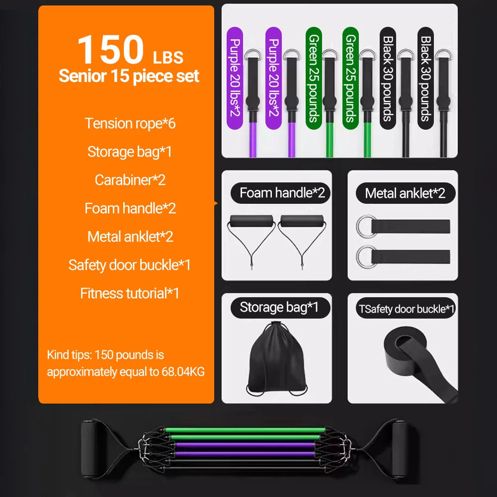Pull Rope Bodybuilding Resistance Bands Set