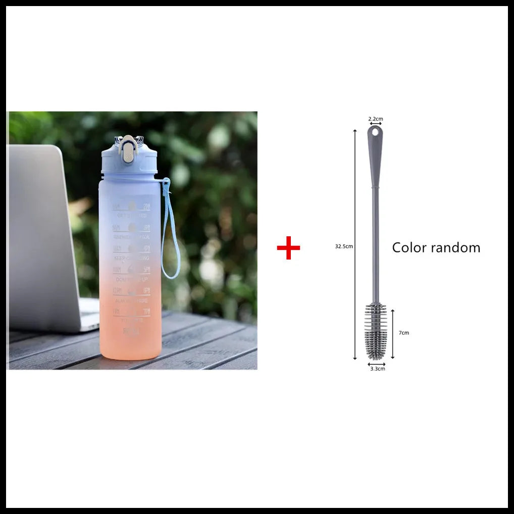 900ML Sports Water Bottle with Time Marker Leak-proof