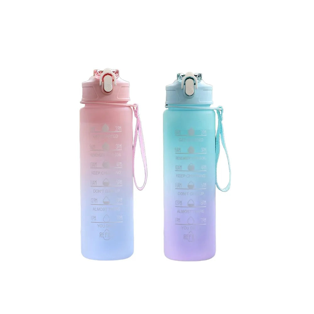 900ML Sports Water Bottle with Time Marker Leak-proof
