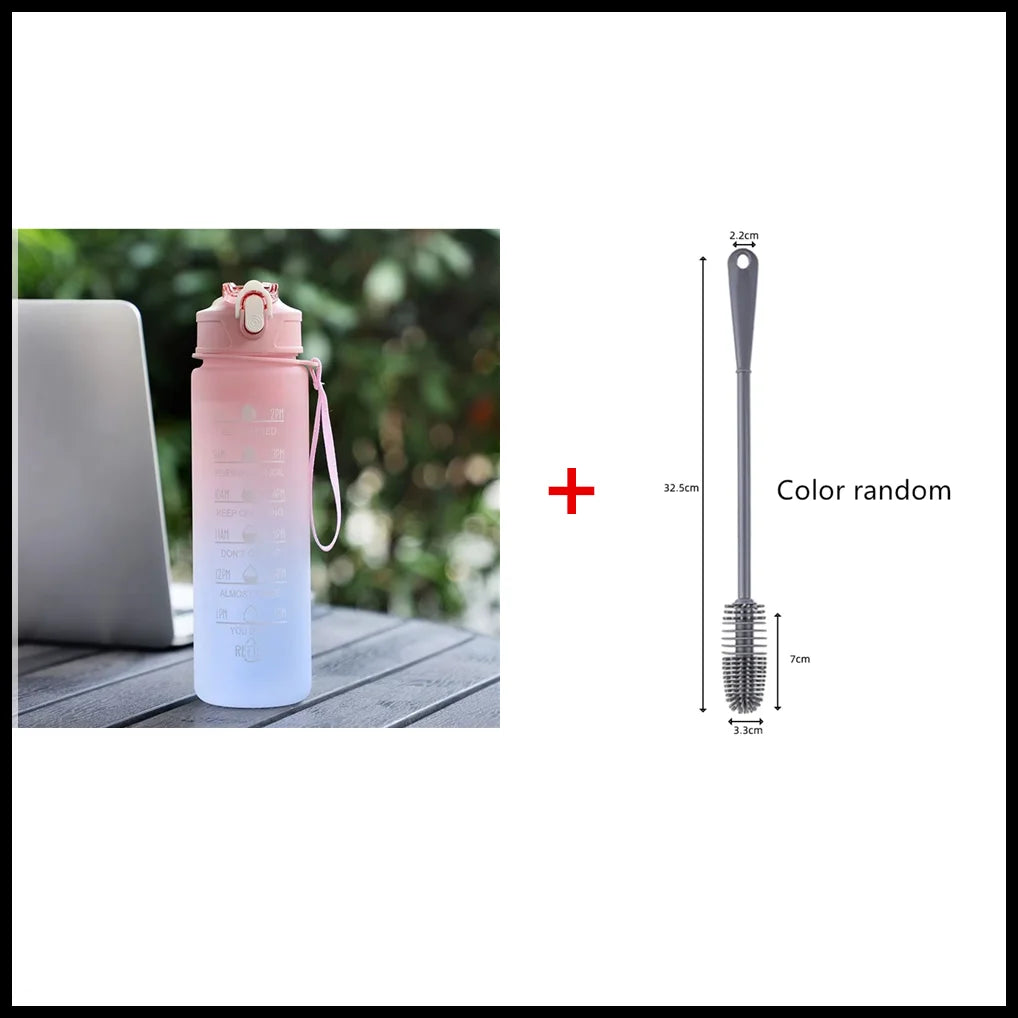 900ML Sports Water Bottle with Time Marker Leak-proof